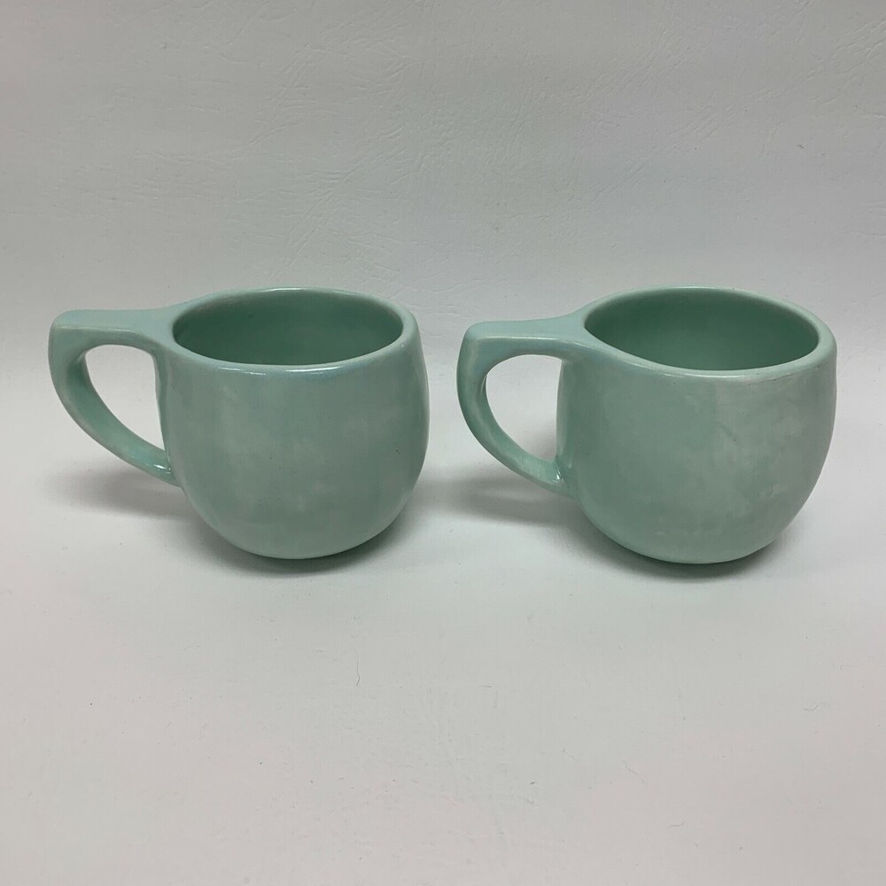 Everyware Coffee Cups Mugs Hand Green Made in Mexico Lot of 2 - Heavy